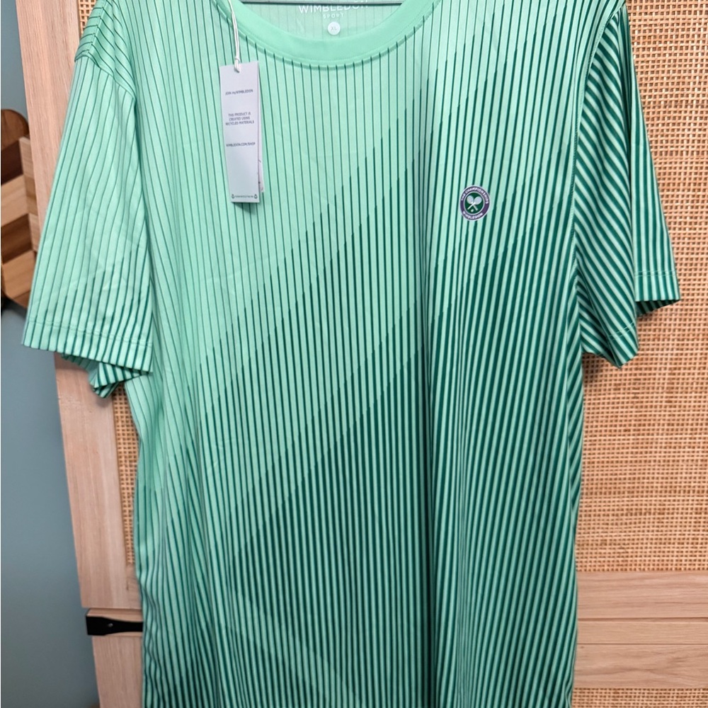 Wimbledon Green Pinstripe T-Shirt Size XL
